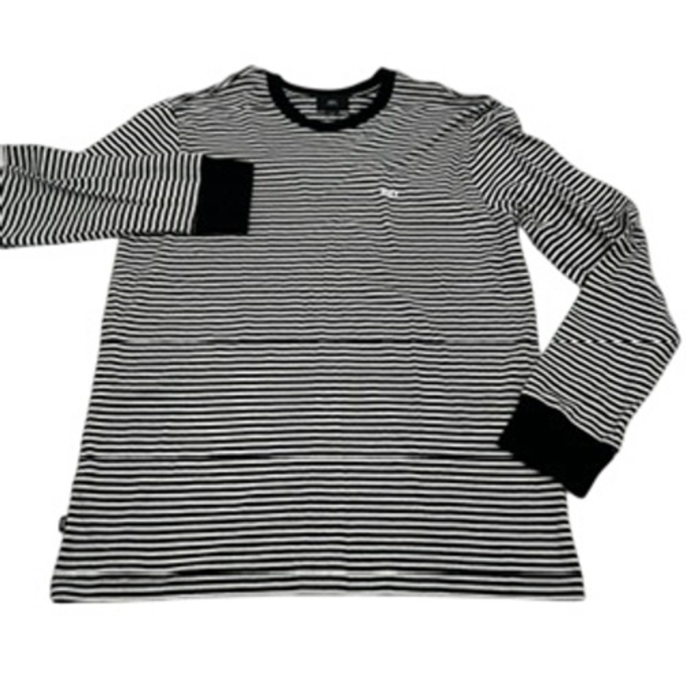 Obey Mens Black White Striped Long Sleeve Pocket T-Shirt Size M RN103970